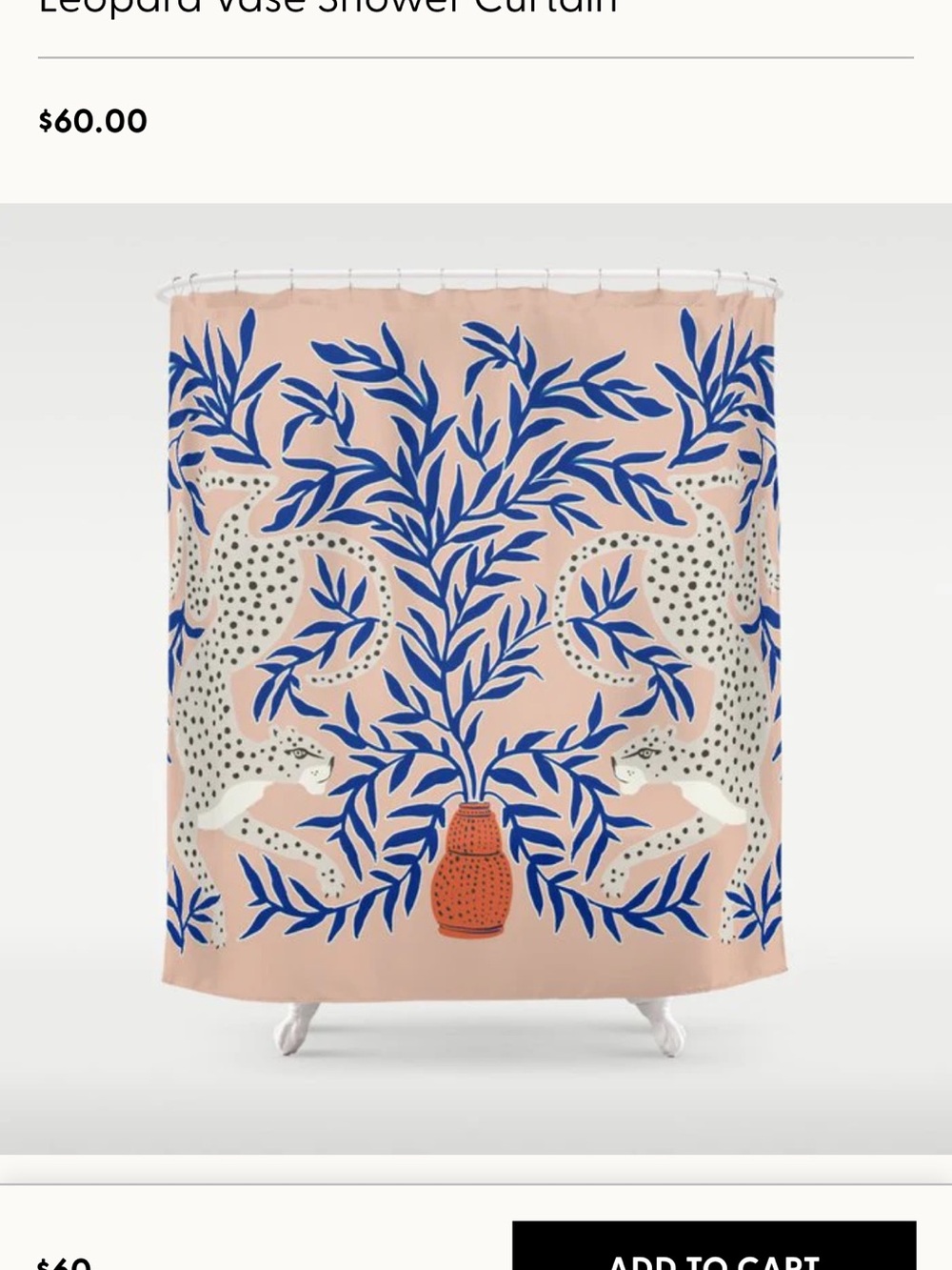 Society6 Pink Leopard Vase Shower Curtain